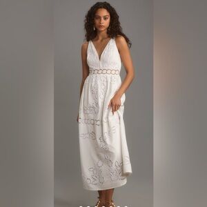 Anthropologie Vineet Bahl White Maxi Dress With Cut Outs Size XS NWOT